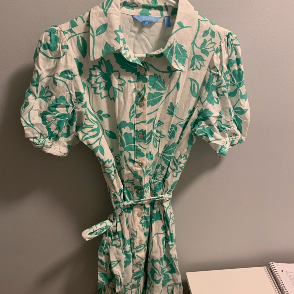 Green Floral Button-Up Dress